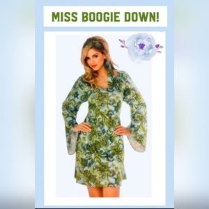 "MISS BOOGIE DOWN!" WOMENS CUTE HIPPIE COSTUME SIZE SMALL NEW!